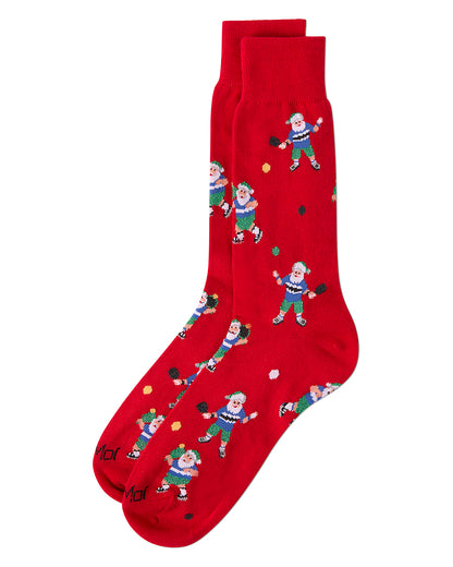 Men's "Pickleball Santa" Holiday Fine-Gauge Novelty Crew Sock