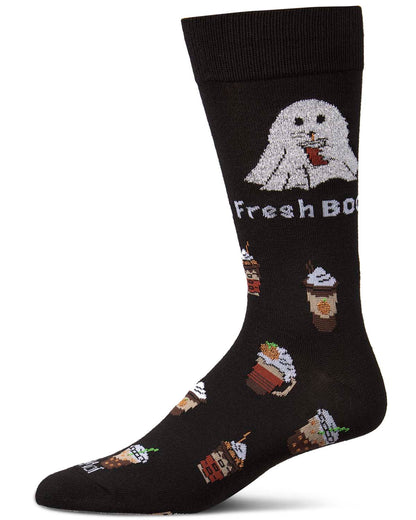 Men's "Fresh Boo" Halloween Holiday Fine-Gauge Crew Socks