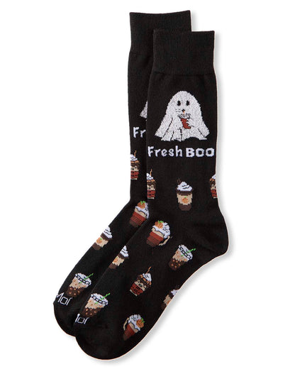 Men's "Fresh Boo" Halloween Holiday Fine-Gauge Crew Socks