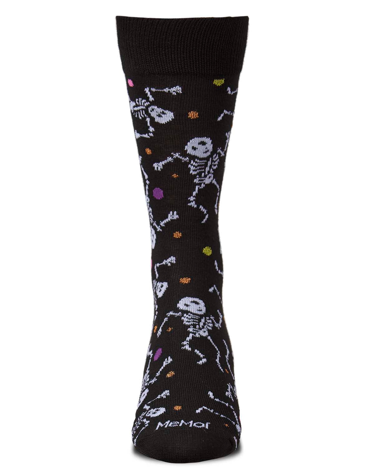 Men's "Skeleton" Halloween Holiday Fine-Gauge Novelty Crew Sock