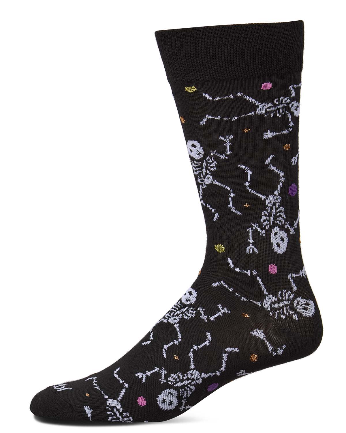 Men's "Skeleton" Halloween Holiday Fine-Gauge Novelty Crew Sock
