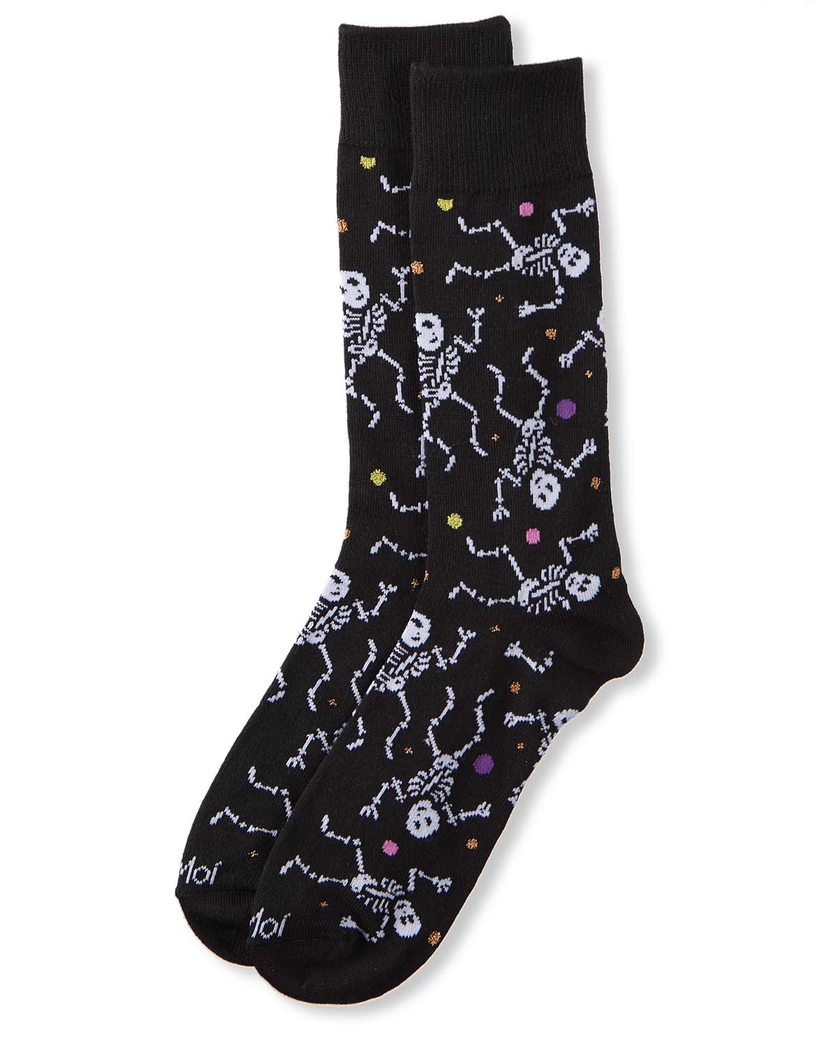Men's "Skeleton" Halloween Holiday Fine-Gauge Novelty Crew Sock
