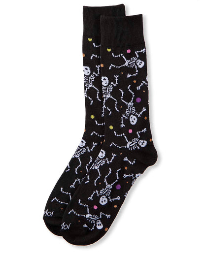 Men's "Skeleton" Halloween Holiday Fine-Gauge Novelty Crew Sock