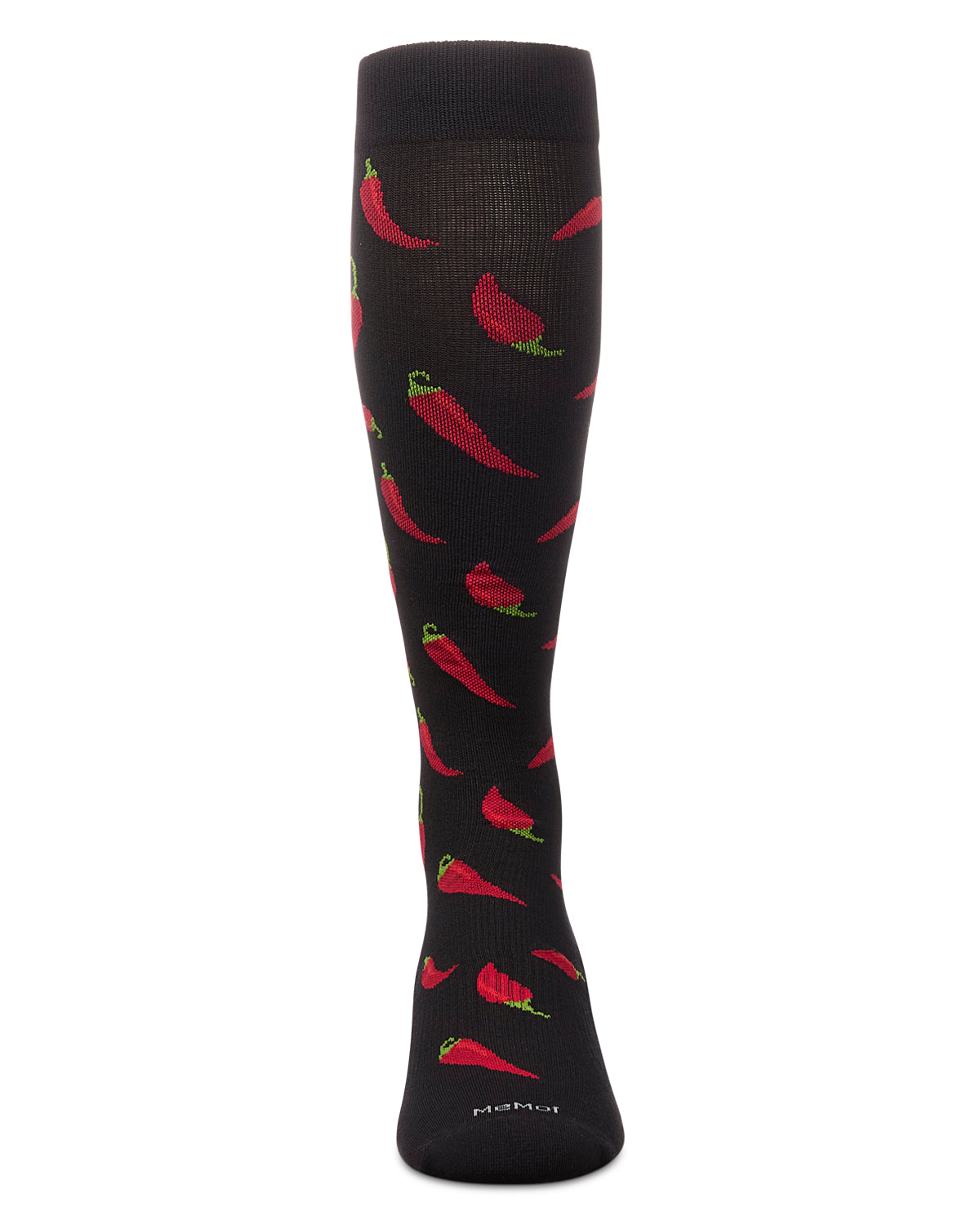 Chili Pepper 8-15 mmHg Graduated Cotton Compression Socks : Color: Black