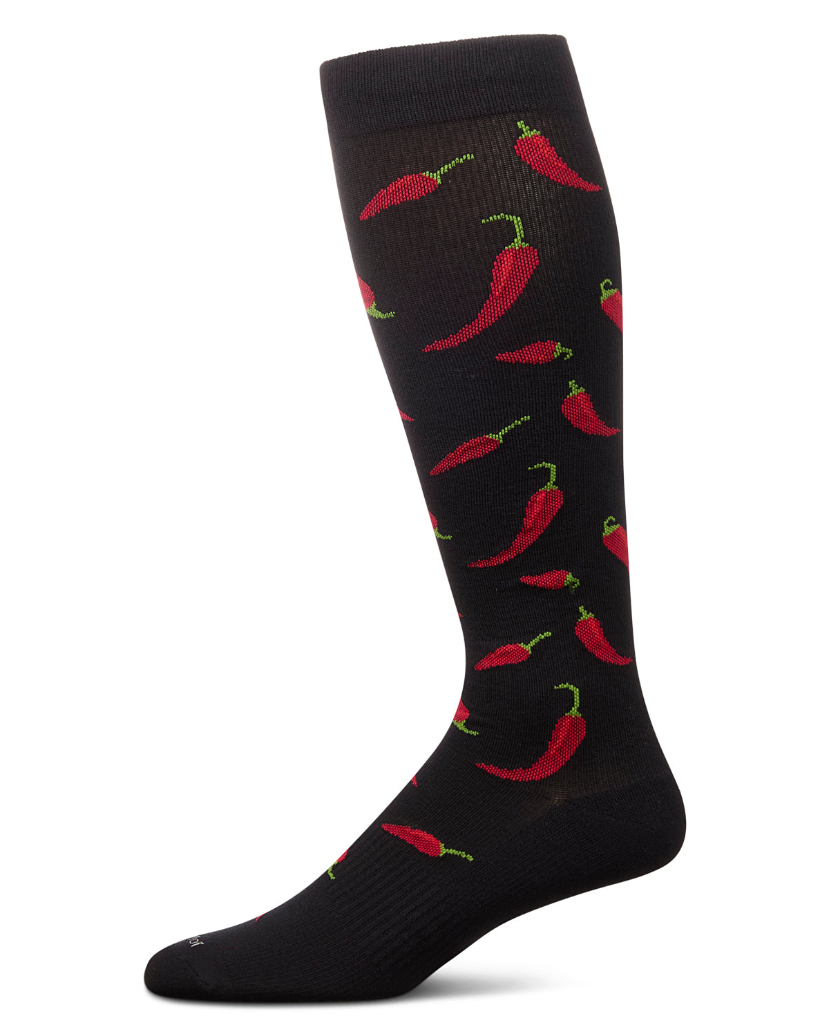 Chili Pepper 8-15 mmHg Graduated Cotton Compression Socks : Color: Black