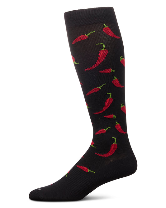 Chili Pepper 8-15 mmHg Graduated Cotton Compression Socks : Color: Black