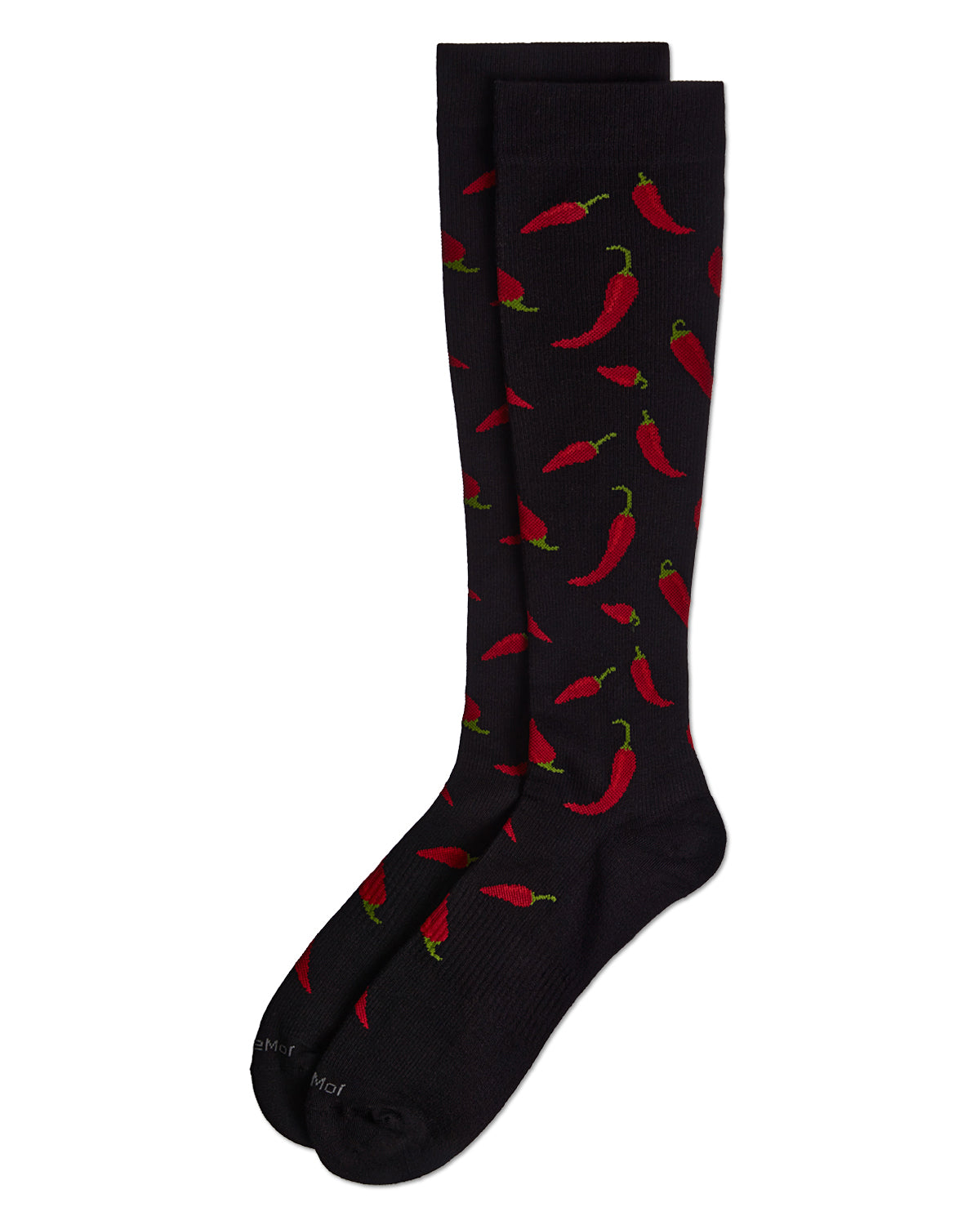 Chili Pepper 8-15 mmHg Graduated Cotton Compression Socks : Color: Black