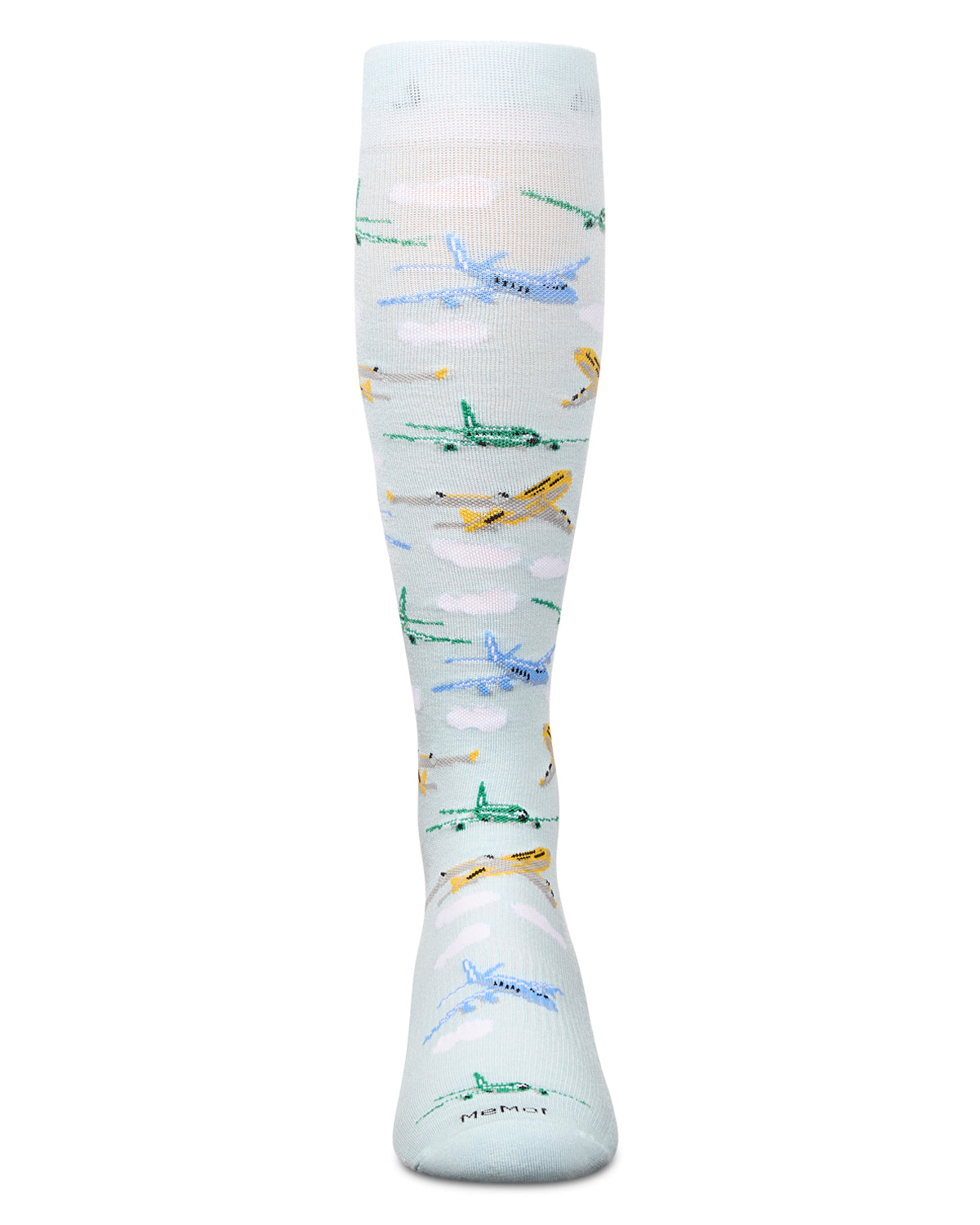 Airplanes Bamboo Blend 8-15 mmHg Graduated Compression Socks : Color: Light Blue