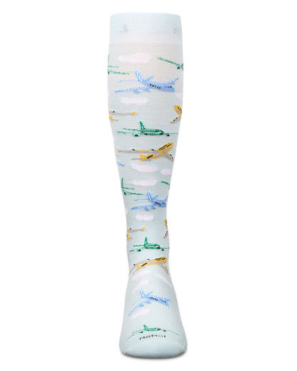 Airplanes Bamboo Blend 8-15 mmHg Graduated Compression Socks : Color: Light Blue