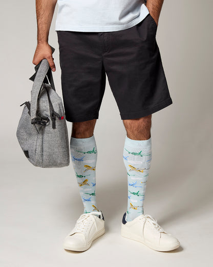 Airplanes Bamboo Blend 8-15 mmHg Graduated Compression Socks : Color: Light Blue
