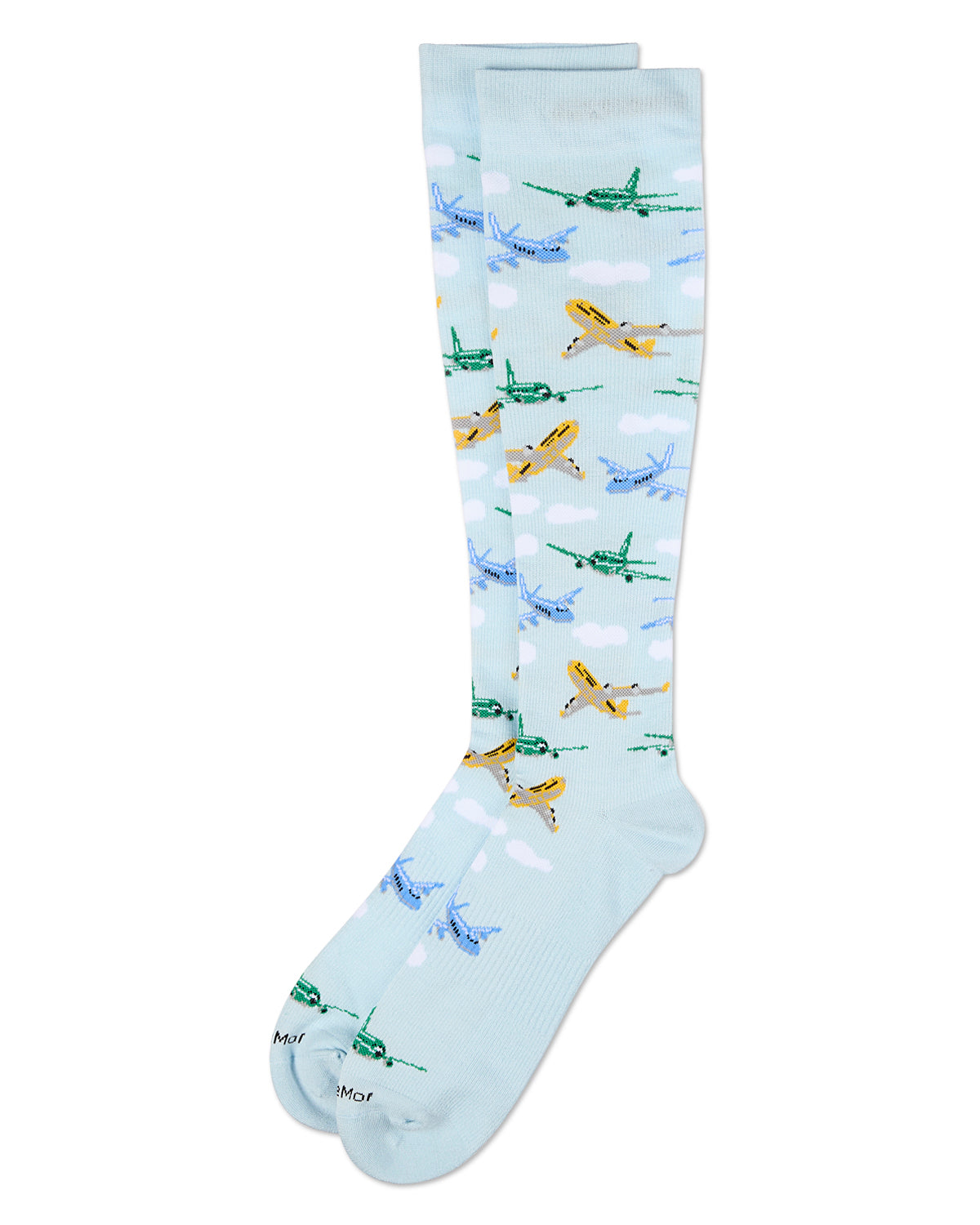Airplanes Bamboo Blend 8-15 mmHg Graduated Compression Socks : Color: Light Blue