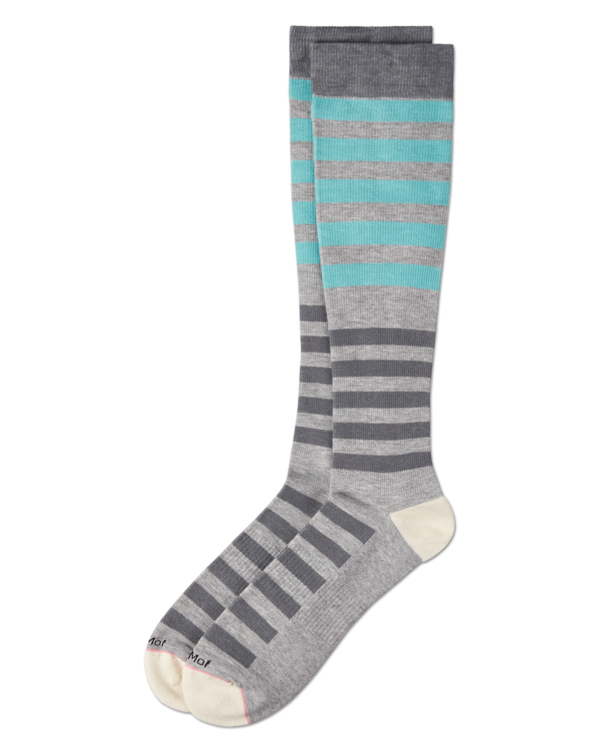 Multi Stripes 8-15 mmHg Graduated Cotton Compression Socks : Color: Medium Gray