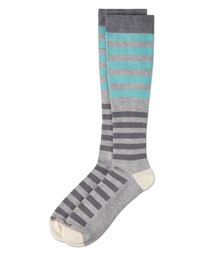 Multi Stripes 8-15 mmHg Graduated Cotton Compression Socks : Color: Medium Gray