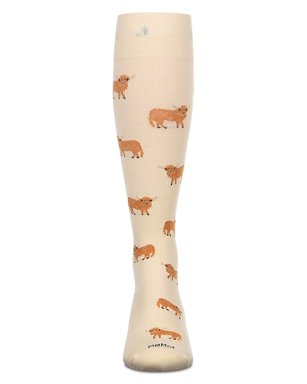 Men's "Highland Cow" Rayon-Blend Mild Compression Novelty Knee Sock
