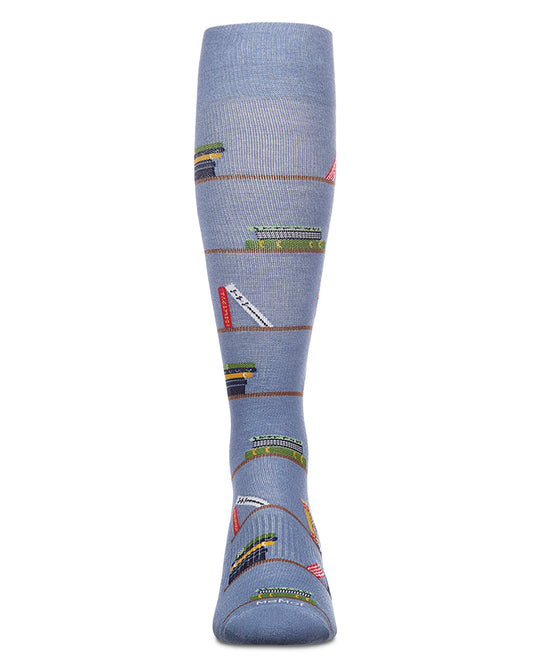 Men's "Bookshelf" Rayon-Blend Mild Compression (8-15 mmHg) Knee High