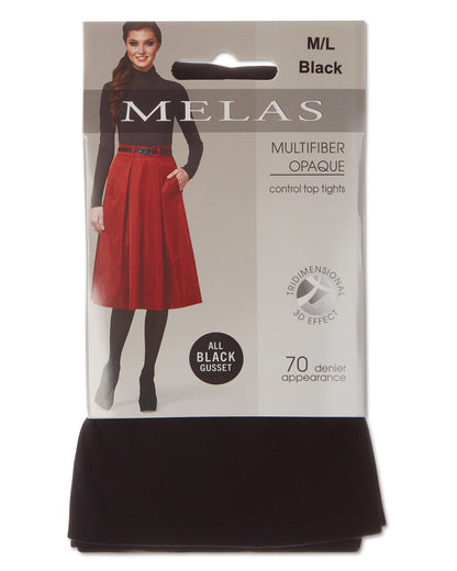 Women's Multi Fiber Control Top Tights : Color: Black