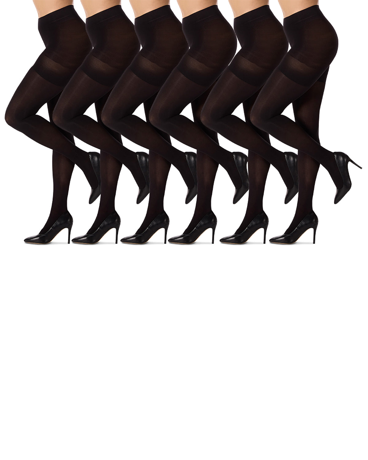 6 Pair Women's Opaque Super Control Top 60-Denier Tights