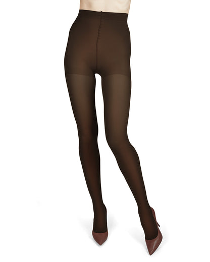Women's Opaque 60 Denier Microfiber Shaper Control Top Tights : Color: Dark Chocolate