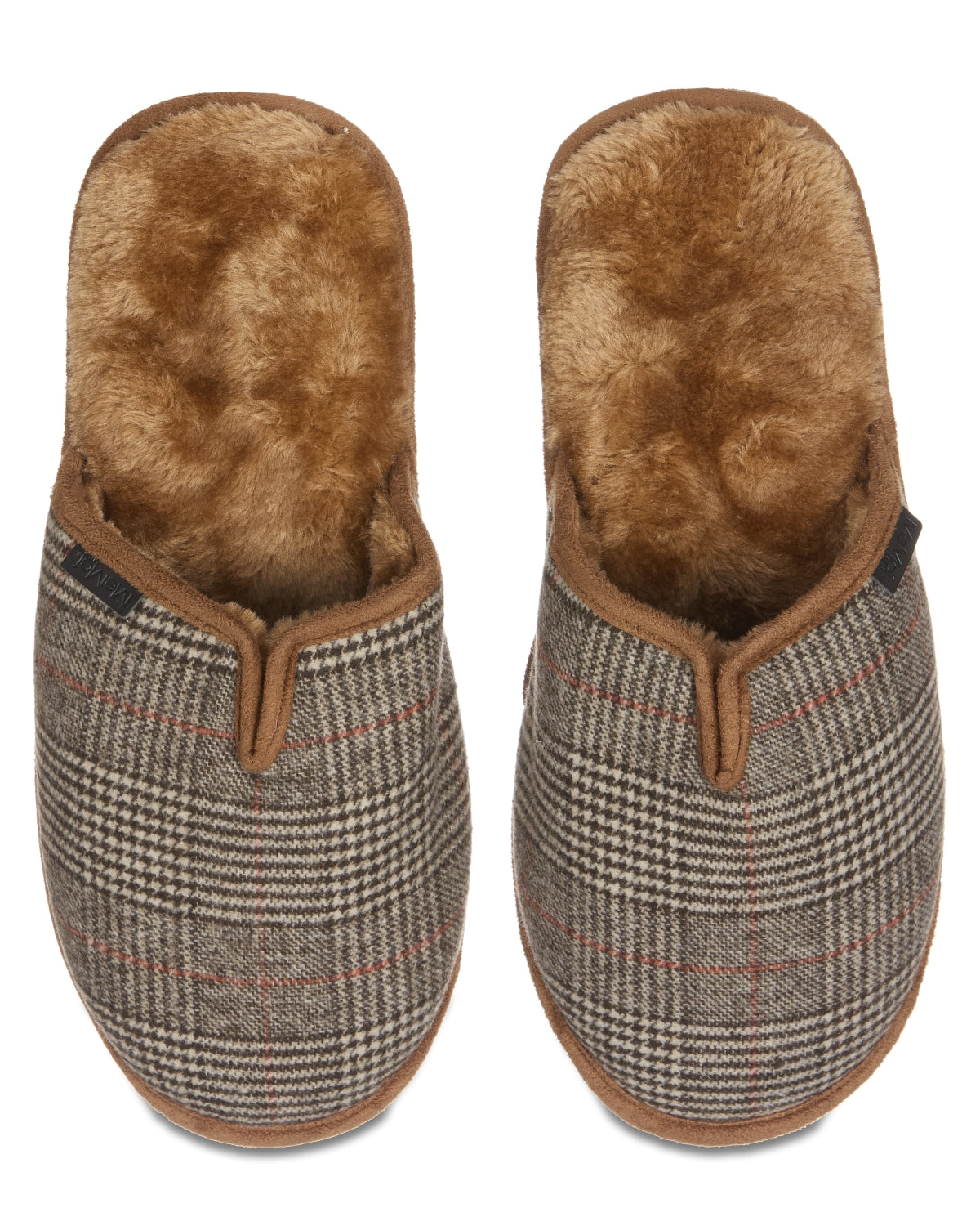 Men's Glen Plaid Plush Slippers : Color: Black