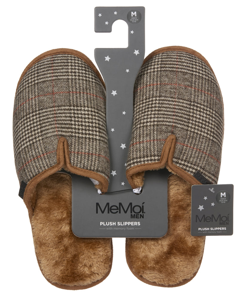 Men's Glen Plaid Plush Slippers