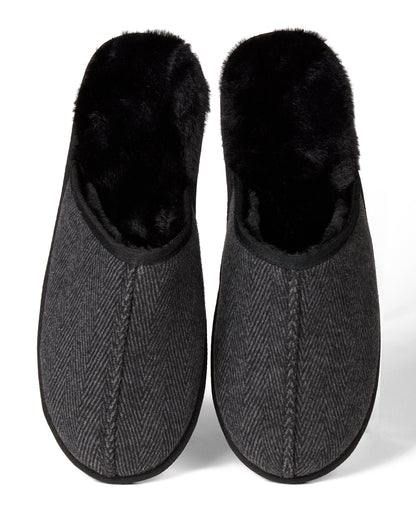 Herringbone Men's Plush Slipper : Color: Black