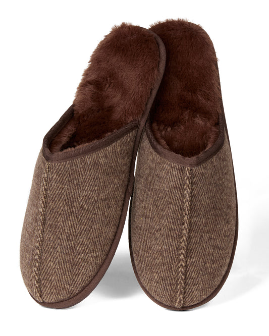 Herringbone Men's Plush Slipper : Color: Brown