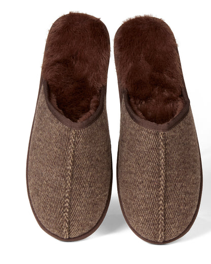 Herringbone Men's Plush Slipper : Color: Black