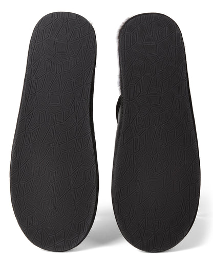 Vegan Leather Men's Plush Slipper : Color: Black