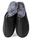 Vegan Leather Men's Plush Slipper : Color: Black