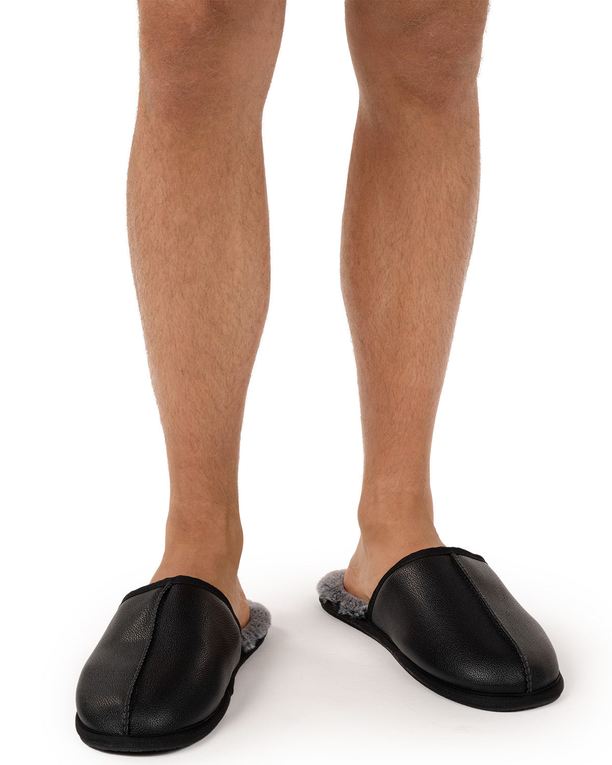 Men's Plush-Lined Vegan Leather Scuff Slipper
