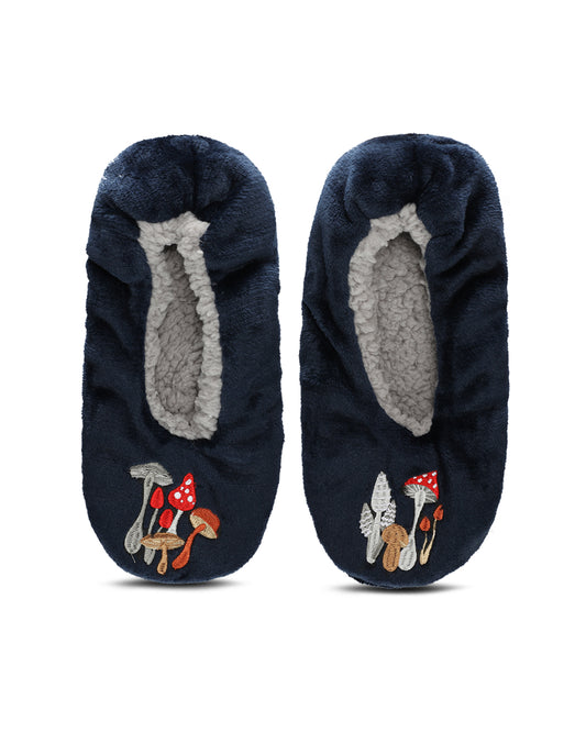 Men's Shrooms Sherpa Lined Slippers : Color: Navy