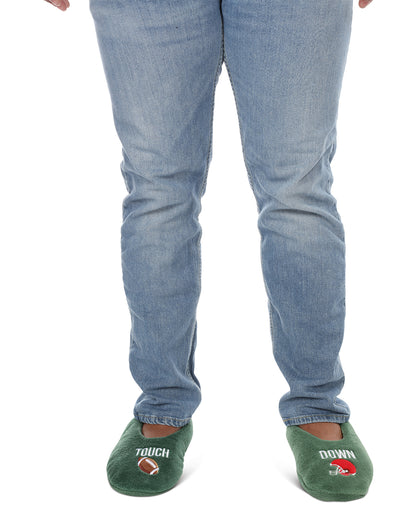 Men's Football Sherpa Lined Slippers : Color: Turf Green