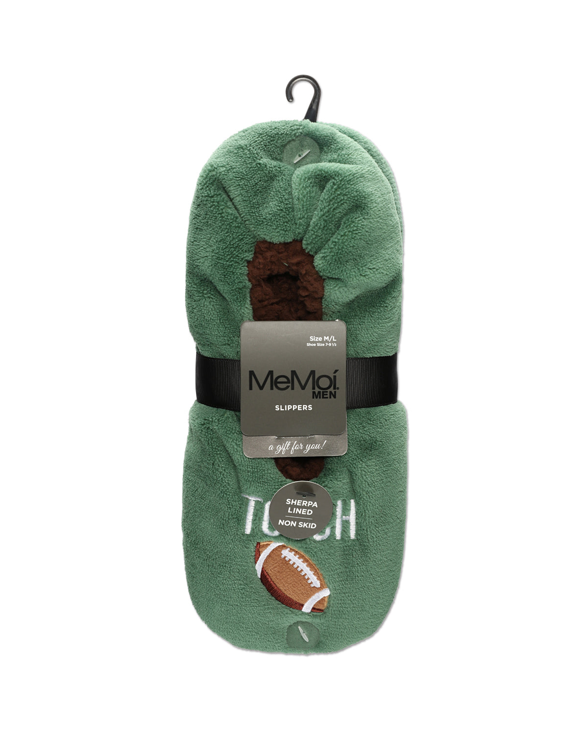 Men's Football Sherpa Lined Slippers : Color: Turf Green