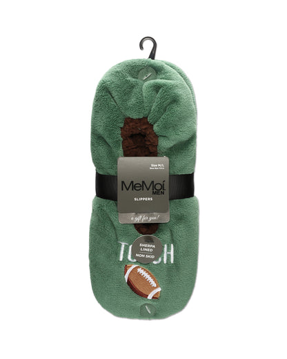 Men's Football Sherpa Lined Slippers : Color: Turf Green