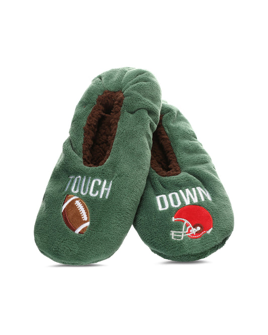 Men's Football Sherpa Lined Slippers : Color: Turf Green