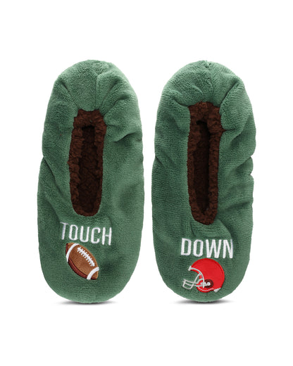 Men's Football Sherpa Lined Slippers : Color: Turf Green