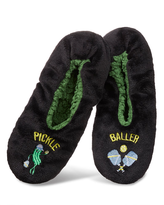 Men's Pickle Baller Sherpa Lined Slippers : Color: Black