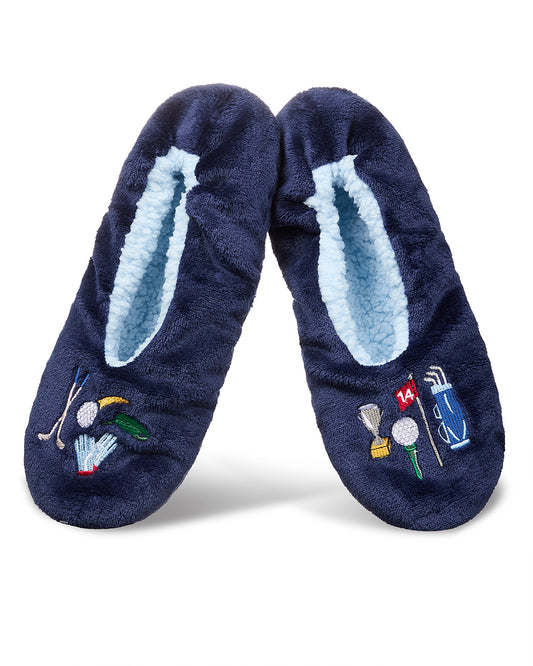 Men's Golf Sherpa Lined Slippers : Color: Navy