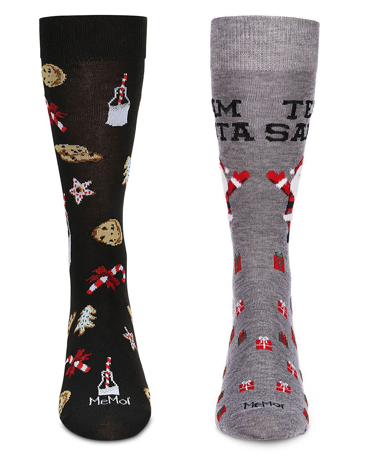 Men's 2 Pair Pack Novelty Christmas Holiday Crew Socks : Color: Gray