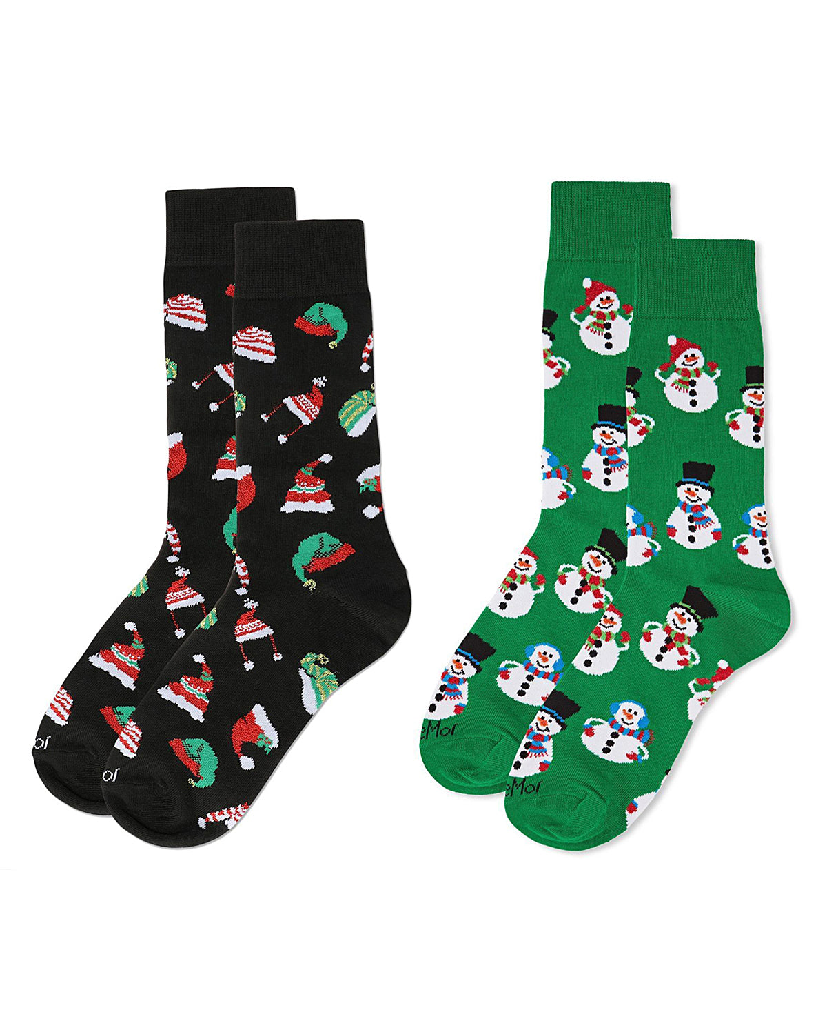 Men's 2 Pair Pack Novelty Christmas Holiday Crew Socks : Color: Gray
