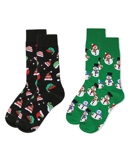 Men's 2 Pair Pack Novelty Christmas Holiday Crew Socks : Color: Gray