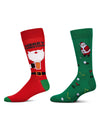 Men's 2 Pair Pack Novelty Christmas Holiday Crew Socks : Color: Red