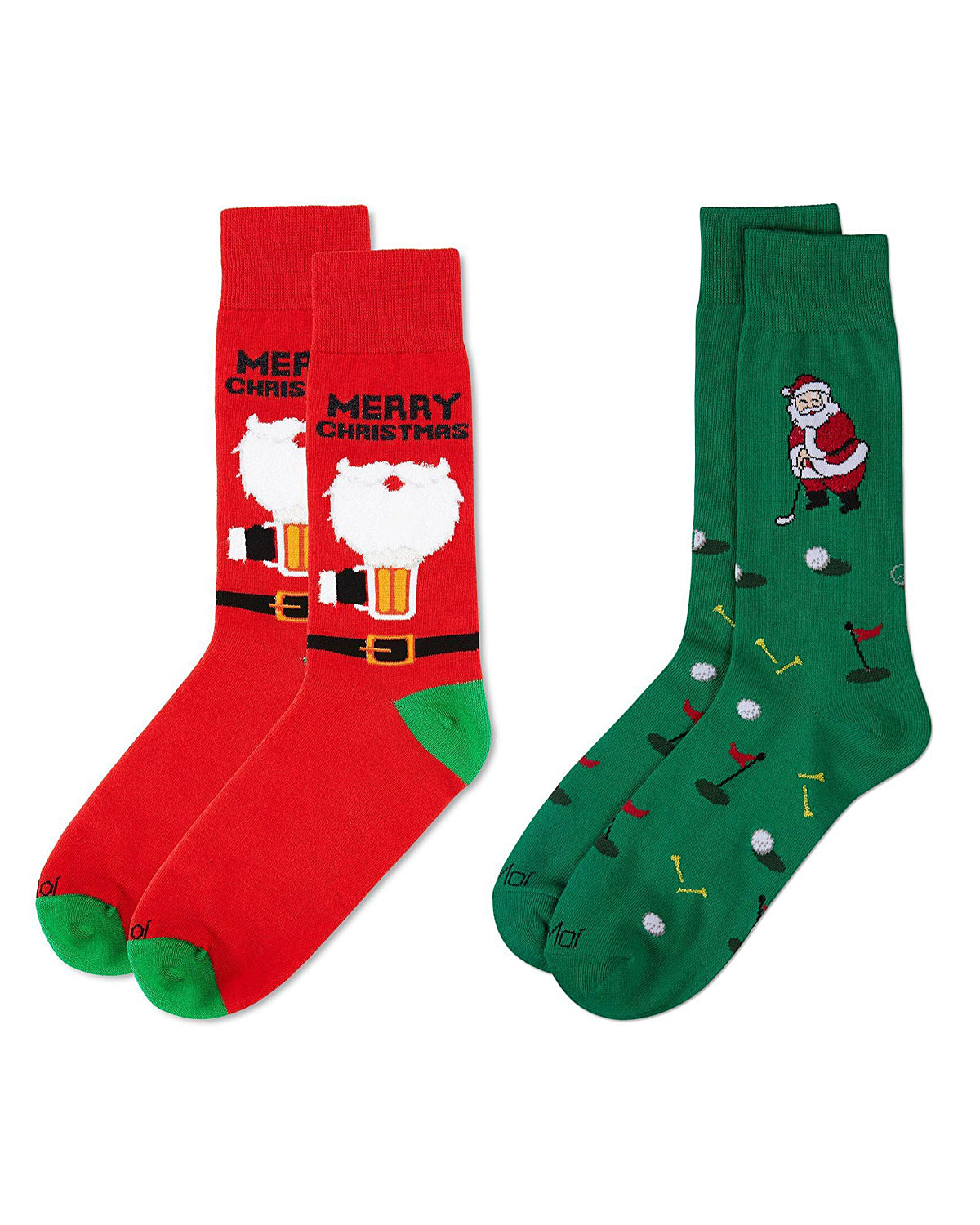 Men's 2 Pair Pack Novelty Christmas Holiday Crew Socks : Color: Gray