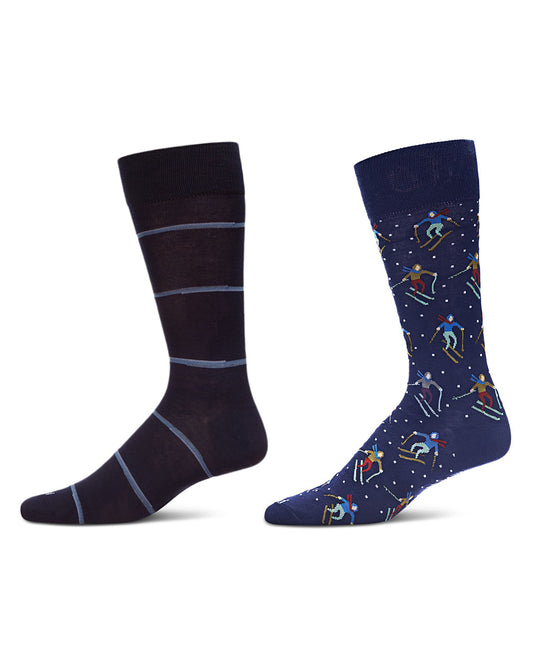 Men's 2 Pair Pack Novelty Sport Crew Socks : Color: Blue