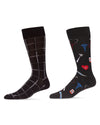 Men's 2 Pair Pack Novelty Profession Crew Socks : Color: Black-Red