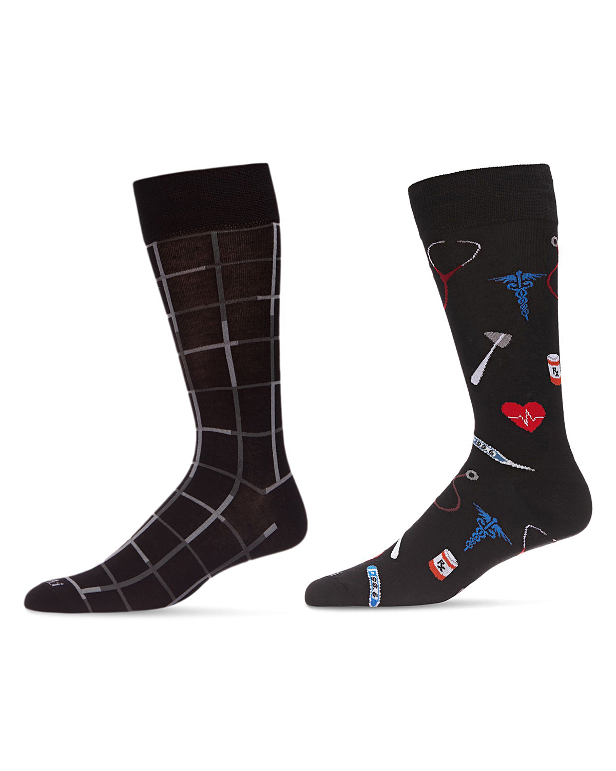 Men's 2 Pair Pack Novelty Profession Crew Socks : Color: Black-Red