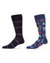 Men's 2 Pair Pack Novelty Profession Crew Socks : Color: Blue