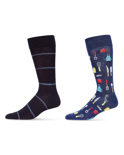 Men's 2 Pair Pack Novelty Profession Crew Socks : Color: Blue