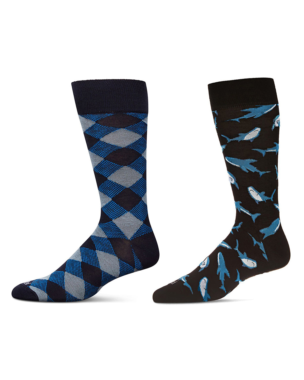 Men's 2 Pair Pack Novelty Dress Crew Socks : Color: Black-Black