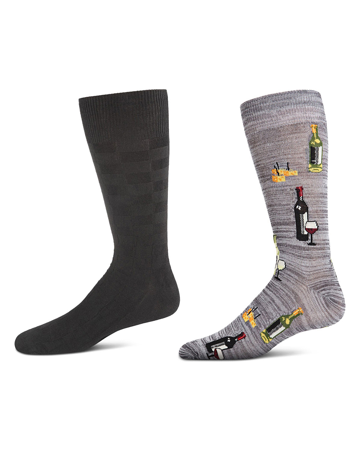 Men's 2 Pair Pack Novelty Dress Crew Socks : Color: Black-Red